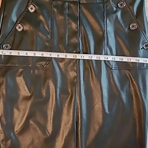 Tommy Hilfiger Black Sailor Style Faux-Leather Knee-Length Skirt Sz 12 NWOT - Picture 10 of 14